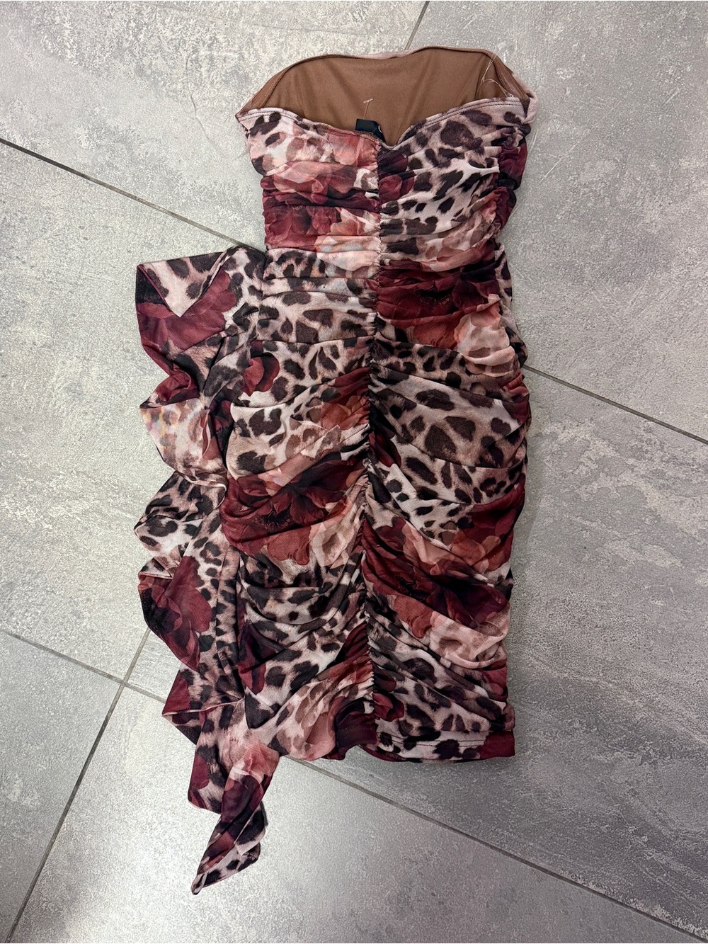 Windsor Wild Romance Strapless Leopard Floral Animal Print Mesh Mini Dress XS - Picture 8 of 10